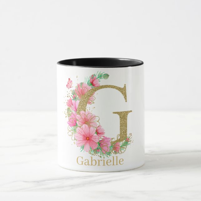 Mug LETTRE G AQUACOLE OR ET MONOGRAPHIQUE Floral (Centre)