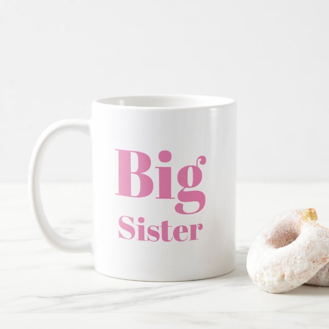 Mug LETTRE GRANDE SOEUR Pink blanche (Avec donut)