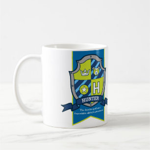 Mug Lettre H de chasse armoiries vert bleu significati
