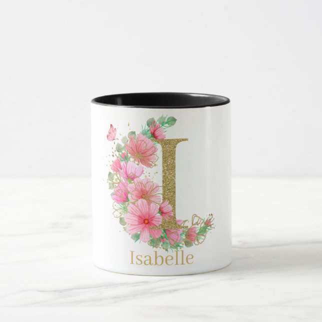 Mug LETTRE I AQUACOLE OR ET MONOGRAPHIQUE Floral (Centre)