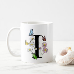 Mug Lettre I Botanique Aquarelle Papillon Monogramme