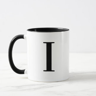 Mug Lettre I personnalisée moderne monogramme noir per