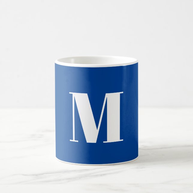 Mug LETTRE INITIALE Bleu Profond Monogramme Moderne De (Centre)