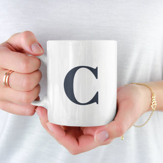 Mug LETTRE INITIALE Bleue Simple Minimale