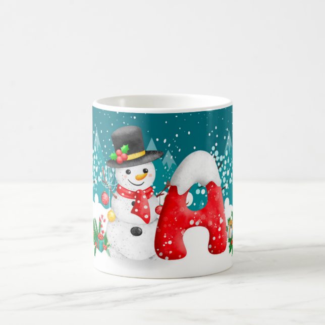 Mug Lettre initiale de Noël Snowman Musique (Centre)