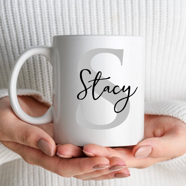 Mug LETTRE INITIALE MINIMALE MONogramme Cadeaux de Noë (Créateur téléchargé)