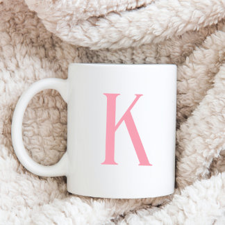 Mug Lettre initiale moderne Monogramme rose