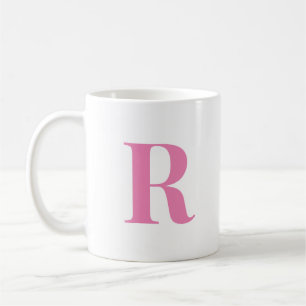 Mug Lettre initiale moderne Monogramme rose personnali