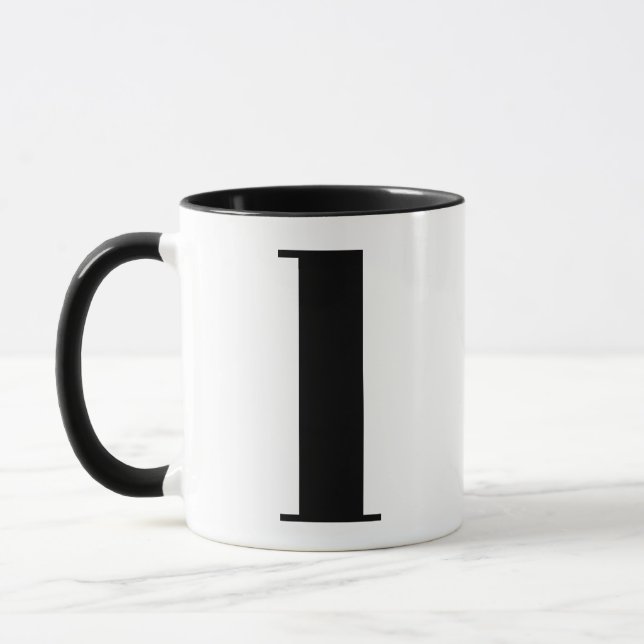 MUG LETTRE INITIALE MONÂTRE MODÈLE L NOIR ET BLANC (Gauche)