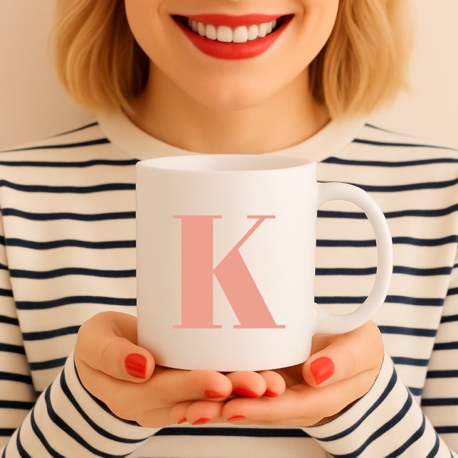 Mug Lettre initiale | Monogramme Moderne Peach Design (Créateur téléchargé)
