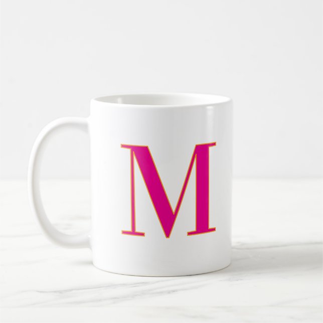 Mug Lettre initiale Monogramme Moderne Tendance Rose (Gauche)
