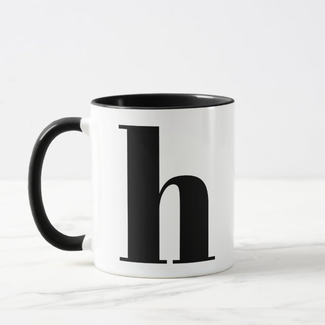 MUG LETTRE INITIALE MOYENNE H NOIR ET BLANC (Gauche)
