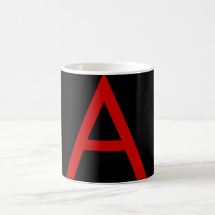 MUG LETTRE INITIALE NOIRE ROUGE LETTRE NOIRE PLACE