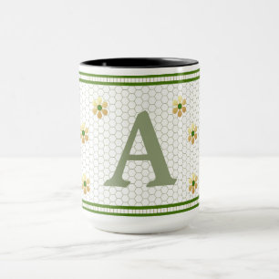 Mug Lettre initiale personnalisée   Chic Gold Daisy Ho