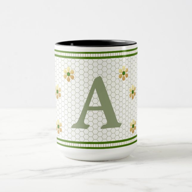 Mug Lettre initiale personnalisée | Chic Gold Daisy Ho (Centre)