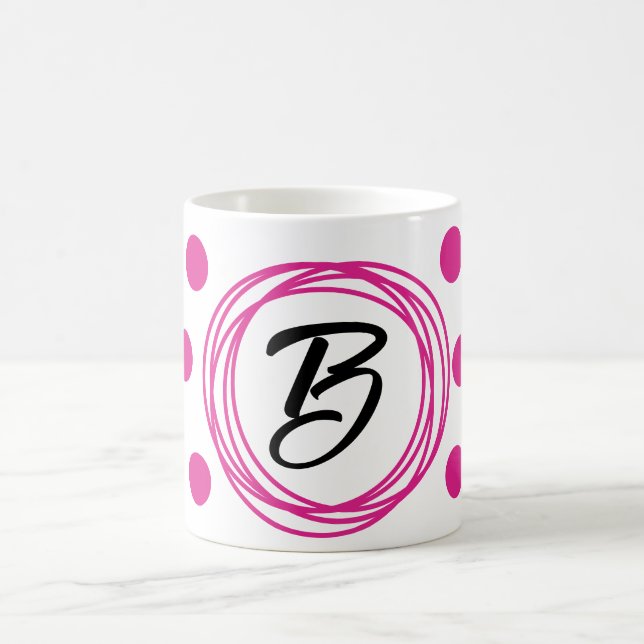 Mug LETTRE INITIALE Pois rose monogramme (Centre)