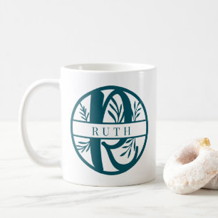 Mug Lettre initiale R Monogramme Turquoise à éclats