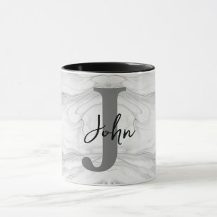 Mug Lettre J Monogramme en Marbre Moderne et Classique