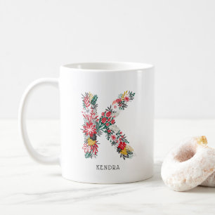 Mug Lettre K   LETTRE FLEURIE Whimsical Monogramme I M