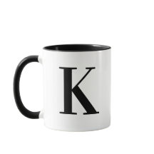 Lettre K Monogramme Noir Moderne Personnalisée