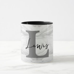 Mug Lettre L Monogramme en Marbre Moderne et Classique