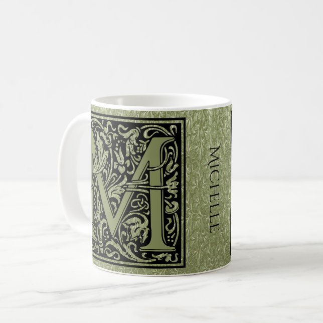 Mug Lettre M Première Lettre Monogramme Personnalisé (Devant gauche)