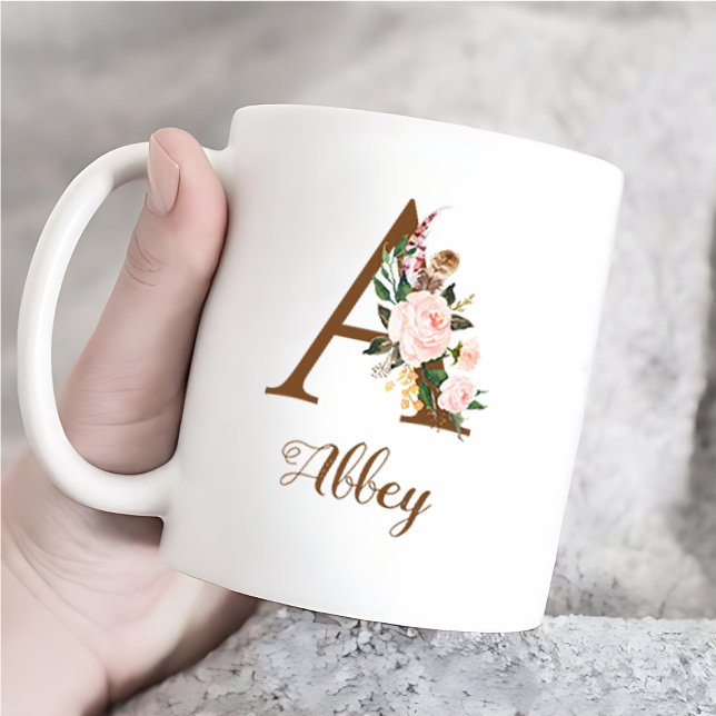 Mug LETTRE MAINTIENNE Florale PERSONNALISÉE A Cadeau (Créateur téléchargé)