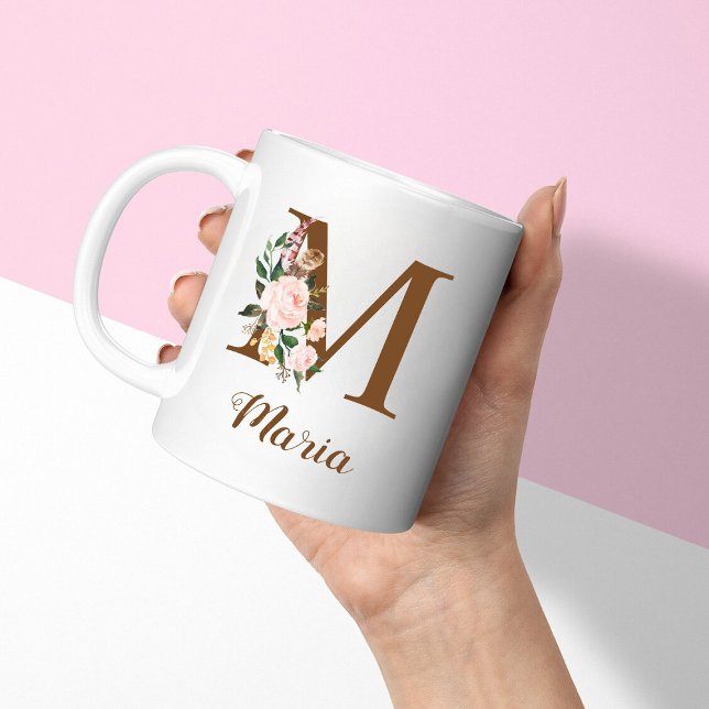 Mug LETTRE MAINTIENNE Florale Personnalisée M Cadeau (Créateur téléchargé)
