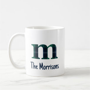 Mug Lettre minuscule d'impression plaid m initiale et