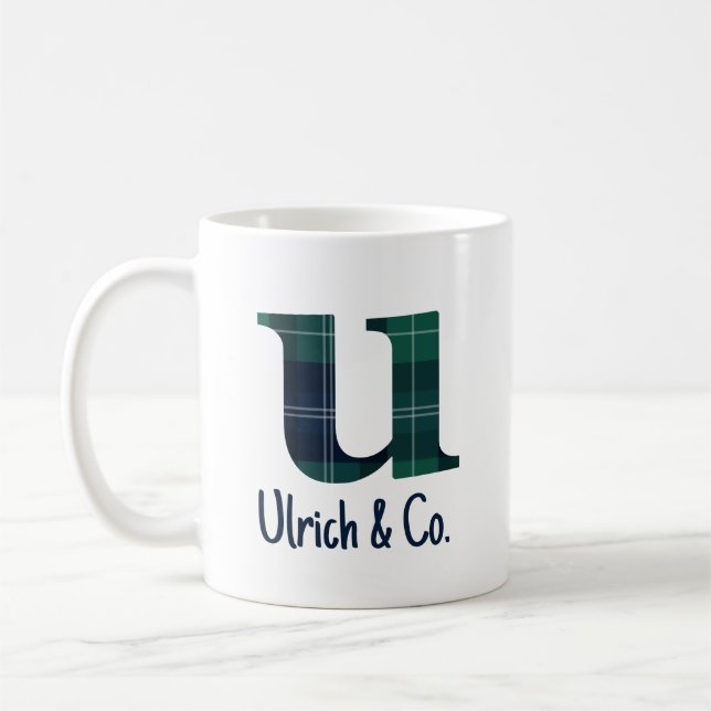 Mug Lettre minuscule d'impression plaid u initiale et  (Gauche)