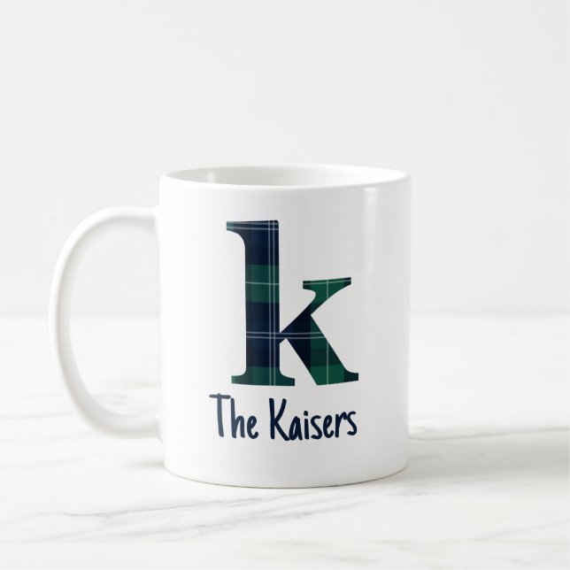 Mug Lettre minuscule d'impression plaquée k initiale e (Gauche)
