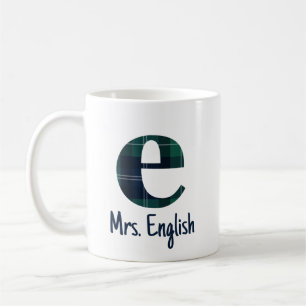 Mug Lettre minuscule initiale e et nom en vichy
