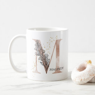 Mug Lettre moderne initiale M Boho Personnalisée