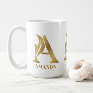 Mug Lettre monogramme or de luxe Un nom personnalisé