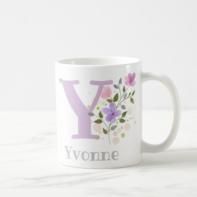 Mug Lettre monogramme Y & Nom chrétien (Droite)