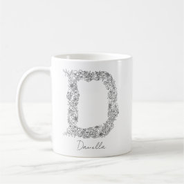 MUG LETTRE MONOGRAPHIQUE FLEURIE BLANCHE BLANC BLANC F