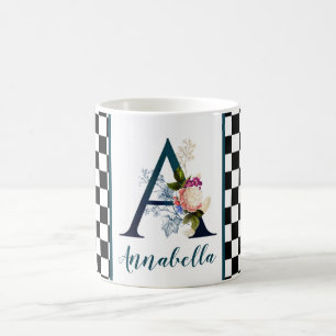 Mug LETTRE MONOGRAPHIQUE Florale A fantaisie en carton