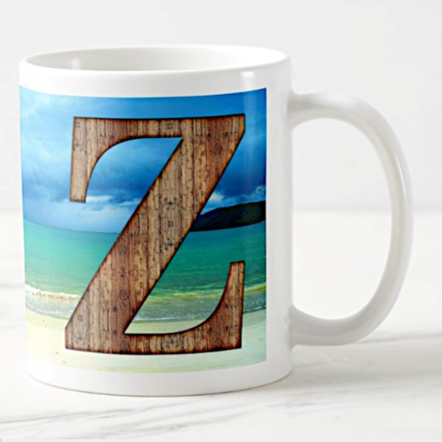 Mug LETTRE MONOGRAPHIQUE INITIALE EN BOIS Z Beach Océa (Créateur téléchargé)