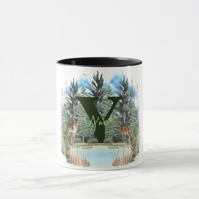 Mug Lettre monographique personnalisée Y Cerf d'aquare (Centre)