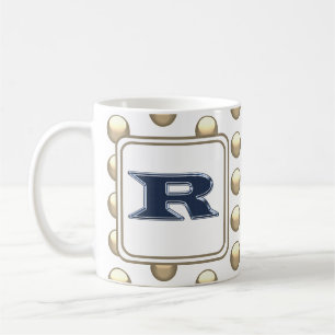 Mug Lettre monographique R Polka point gras bleu initi