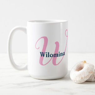 Mug Lettre monographique rose personnalisée W Nom pers