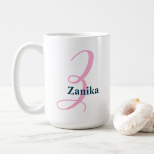 Mug Lettre monographique rose personnalisée Z Nom pers
