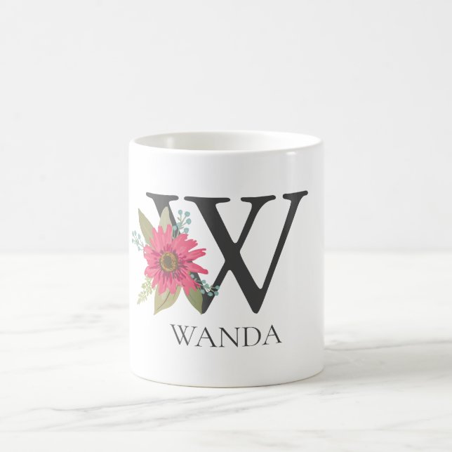 Mug LETTRE MONOMOBILE Florale Moderne Personnalisable  (Centre)