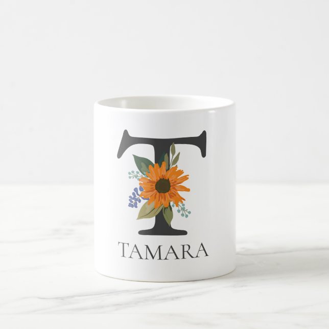 Mug LETTRE MONOMOBILE Florale Moderne Personnalisable  (Centre)