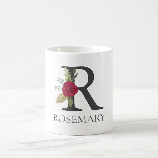 Mug LETTRE MONOMOBILE Florale Moderne Personnalisable  (Centre)