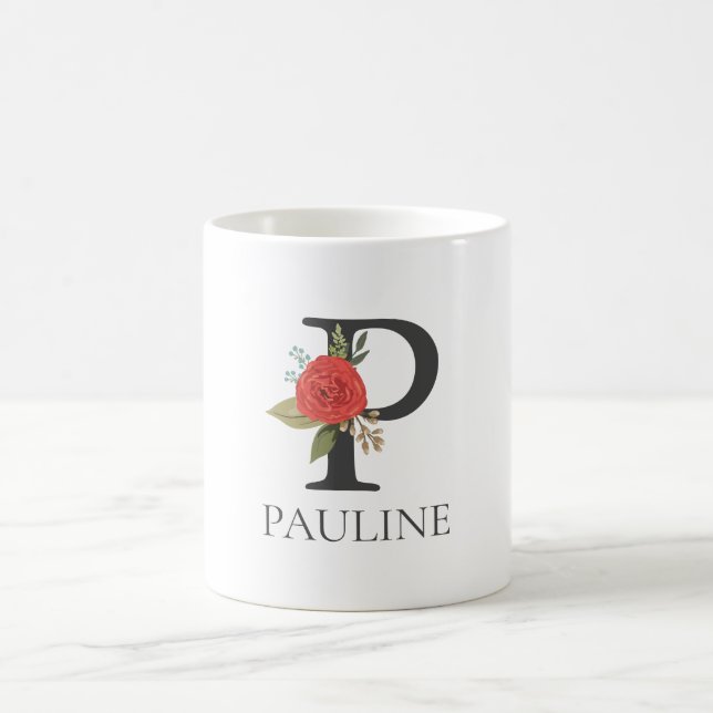Mug LETTRE MONOMOBILE Florale Moderne Personnalisable  (Centre)