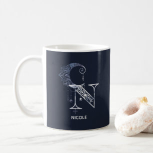 Mug LETTRE MONOMOGRAPHIQUE N BOho Crescent Moon Mandal