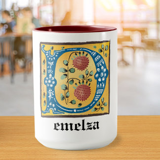 Mug LETTRE MOYENNE Florale Illuminée D MONogramme