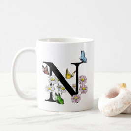 Mug LETTRE N MONOGRAPHIQUE BROUILLON D'AQUATIE Florale