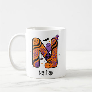 Mug Lettre N personnalisée pour Halloween Cadeau pour